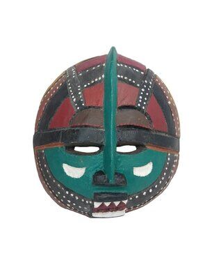 Handcrafted Wooden African Tribal Mask Wall Art Decor From Ghana 12"